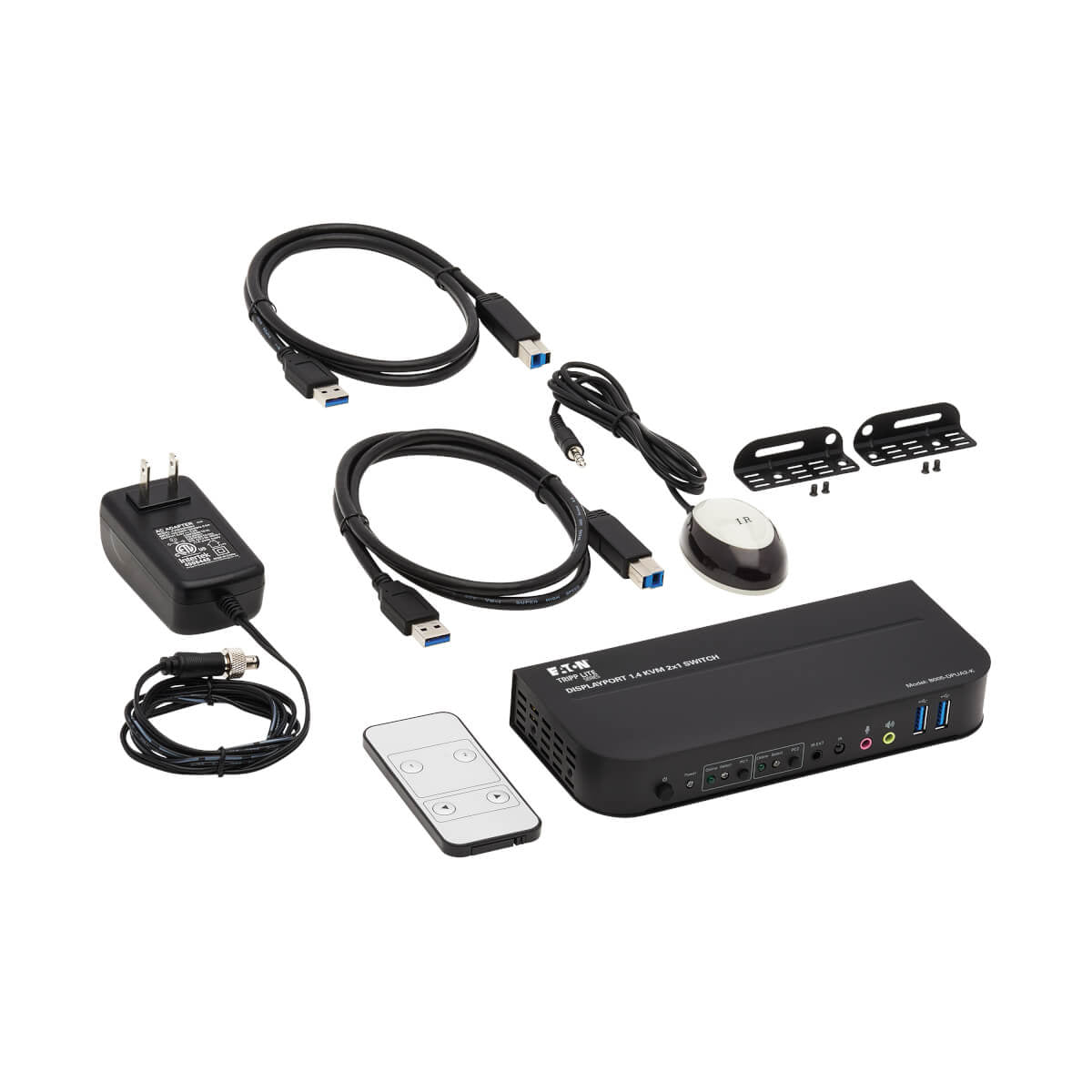 Tripp Lite B005-DPUA2-K – 2-Port DP/HDMI KVM-Switch, Dual-View – 4K/60 Hz, USB 3.0-Hub, Audio