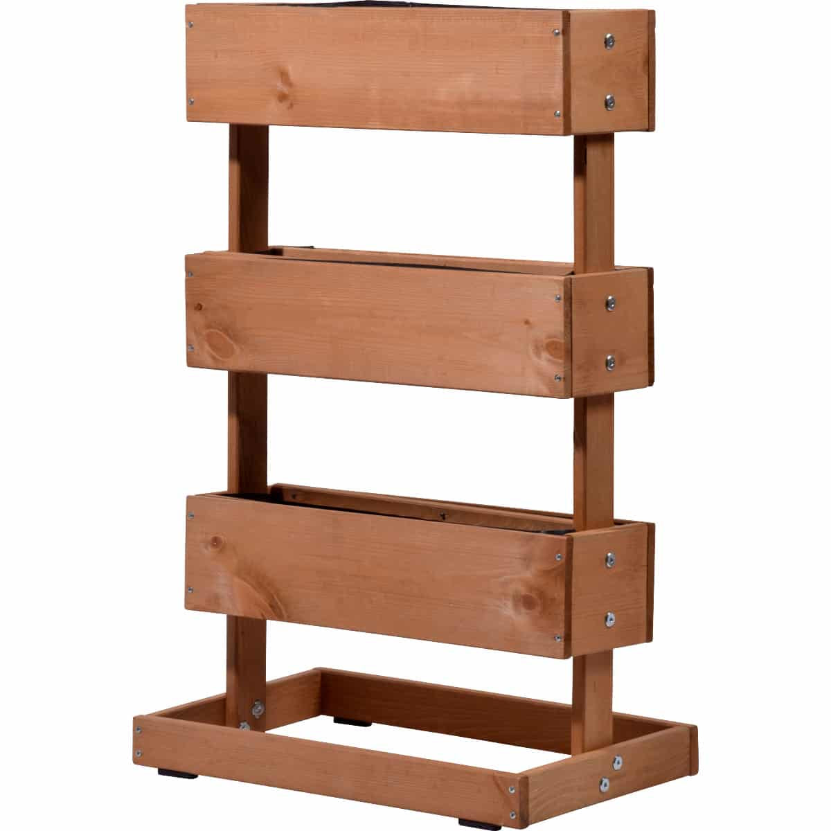 Dobar Pflanzbeet – 49,5 × 78 × 30 cm – Kiefernholz & Kunststoff, Braun, 3 Sektionen