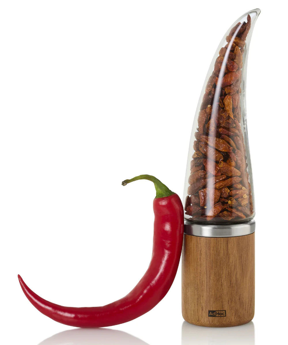 AdHoc Salz-/Pfeffermühle 22 cm, Akazienholz/Edelstahl/Glas, Braun, für Chili, Gewürze