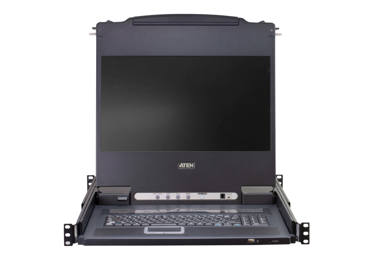 ATEN CL5716MW – 17,3" Rack-LCD-Konsole – 1920 × 1200, 16-Port VGA KVM, US-Layout – 1U