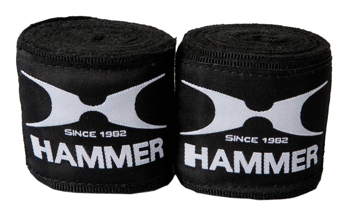 HAMMER Boxbandage – 4,5 m, 2 Stück – Baumwolle, elastisch, Schwarz/Weiss