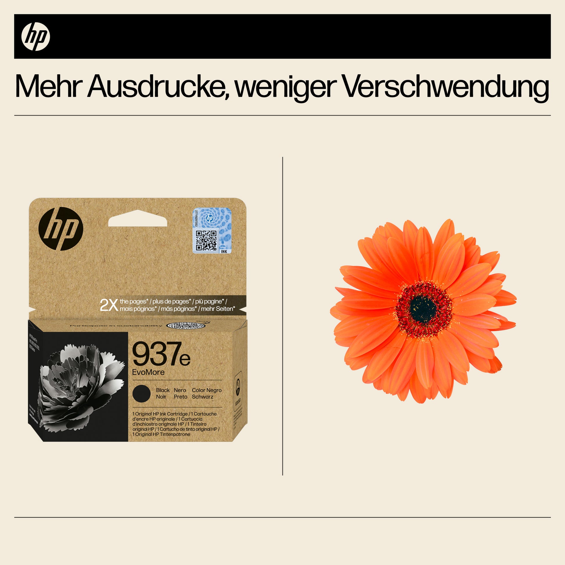 HP Evomore Tintenpatrone 937E, Schwarz, Original – für HP