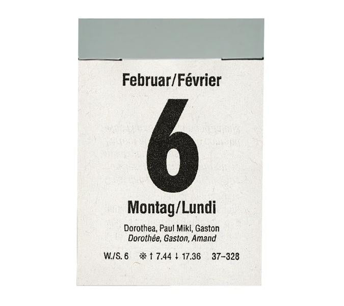 Biella Abreisskalender 2026 – 4 × 5,9 cm – 1 Tag/Blatt – d/f