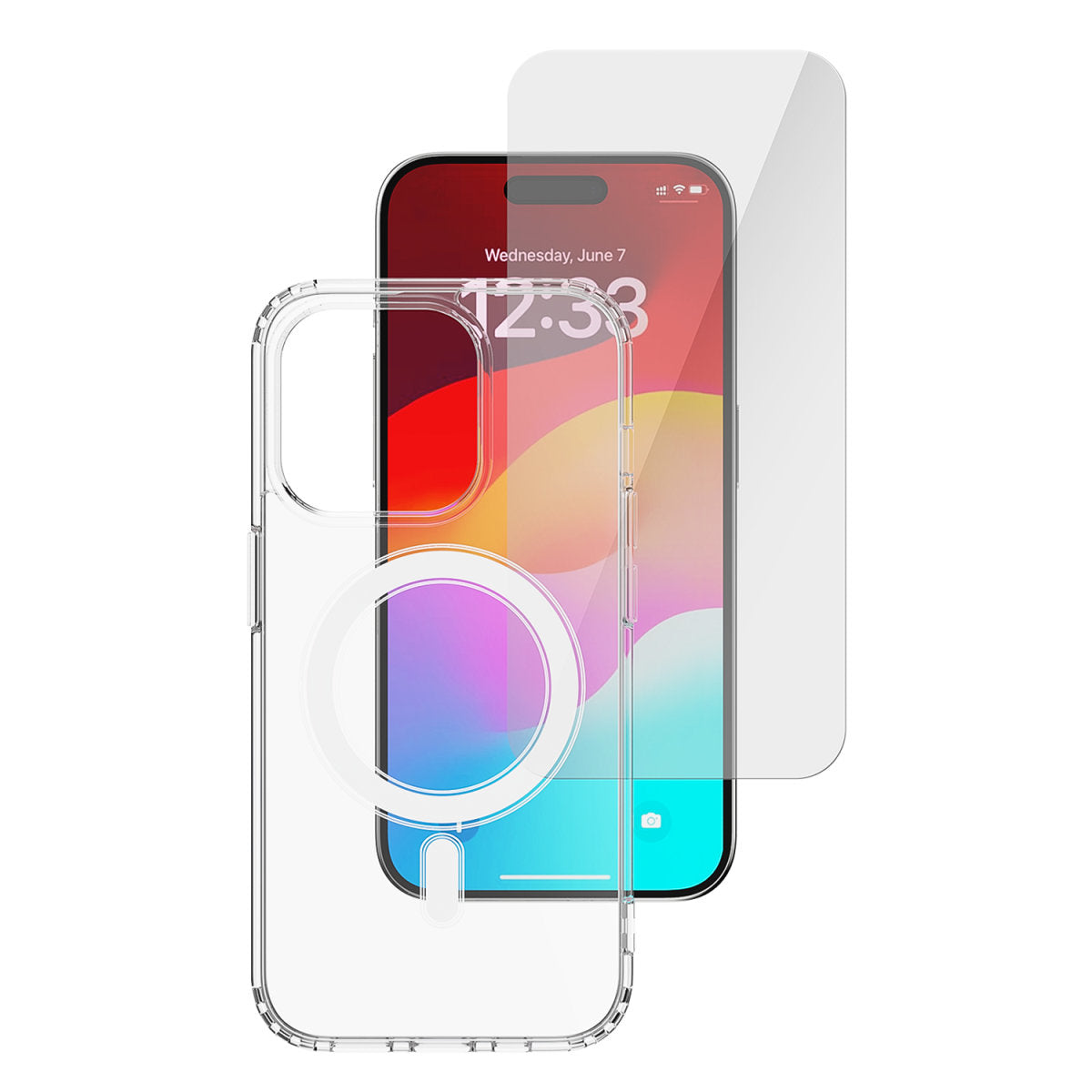 4smarts 360° Schutz Set Folio – für Apple iPhone 15, MagSafe, Glas, Transparent