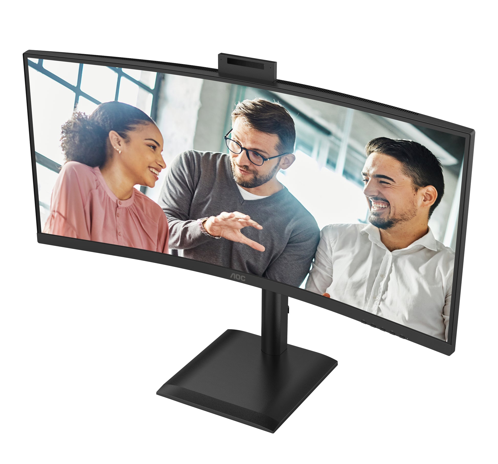 AOC E4 CU34E4CW – 34" Gebogen 1500R, 3440 × 1440 (UWQHD), VA, 120 Hz, USB-C 90 W, Webcam, KVM, LAN