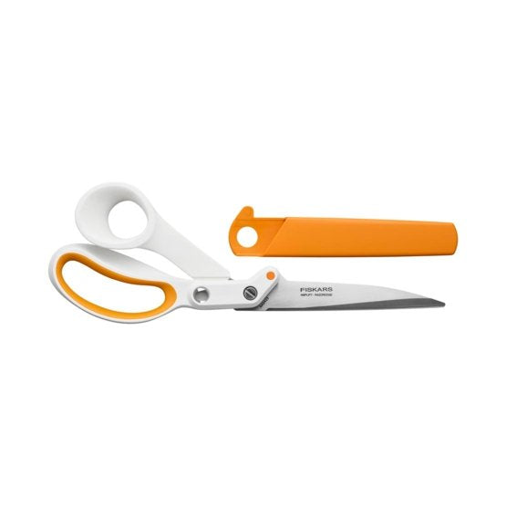 Fiskars Universalschere Amplify RazorEdge soft – für Rechts- und Linkshänder, spitz, Metall, orange, weiss