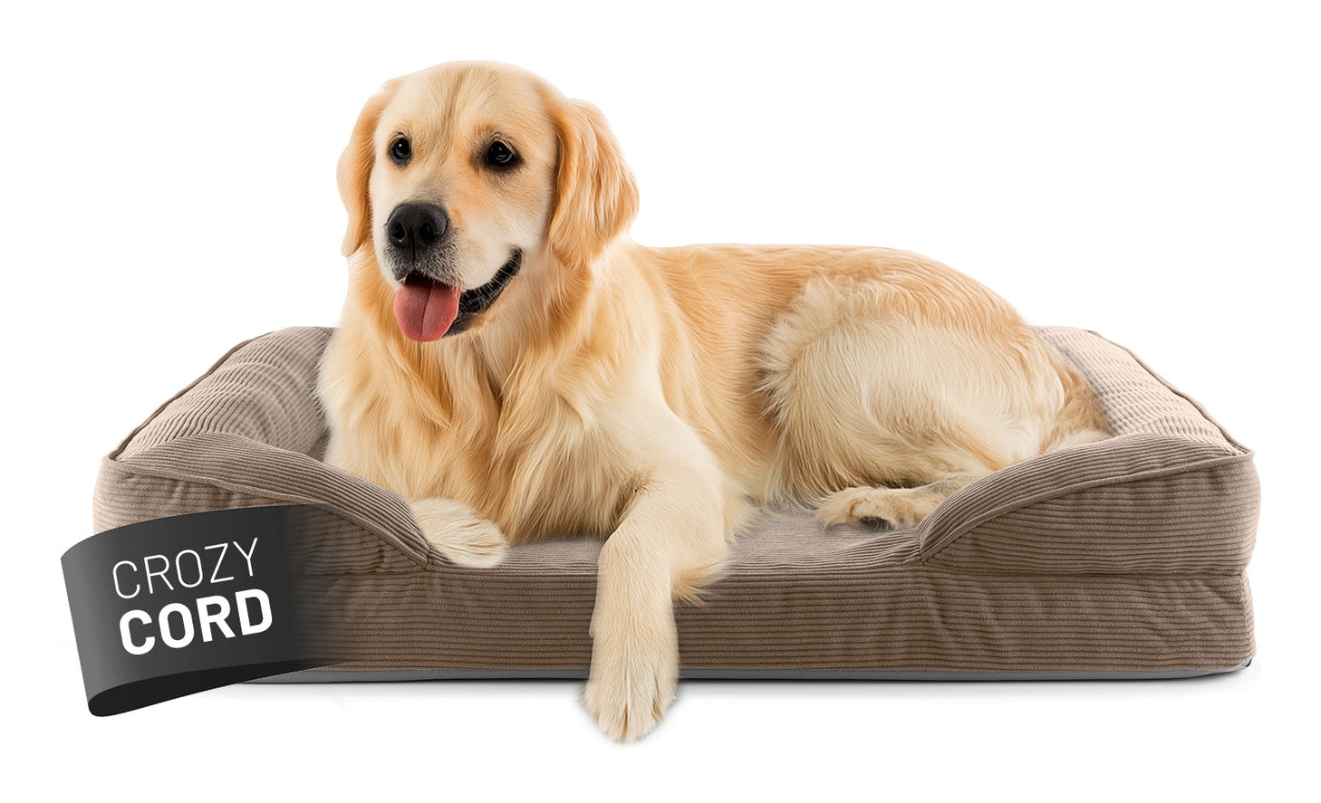 Lumaland Hundebett – 75 × 110 × 18 cm, Polyester, Hellbraun, Abwaschbare Hülle, Anti-Rutsch-Basis, 1 Stk.