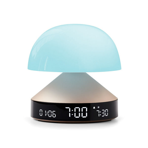 LEXON Lichtwecker Mina Sunrise – digital – 11 × 11 cm, gold, Aluminium, USB, 5 Wecktöne