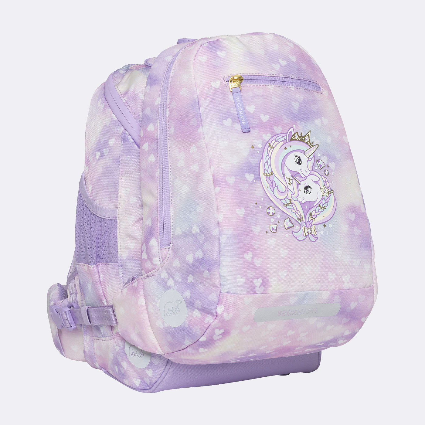 Beckmann Schulrucksack Active Air Flx – 6-teilig – Einhorn Prinzessin Violett
