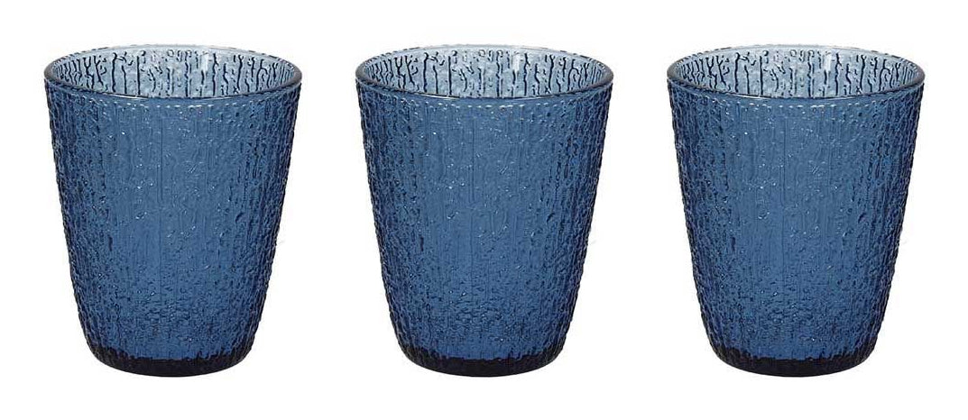 Tognana Porcellane Trinkgläser Davor – 3er Set, 280 ml, Ø 8,5 cm, Glas, Blau, spülmaschinenfest