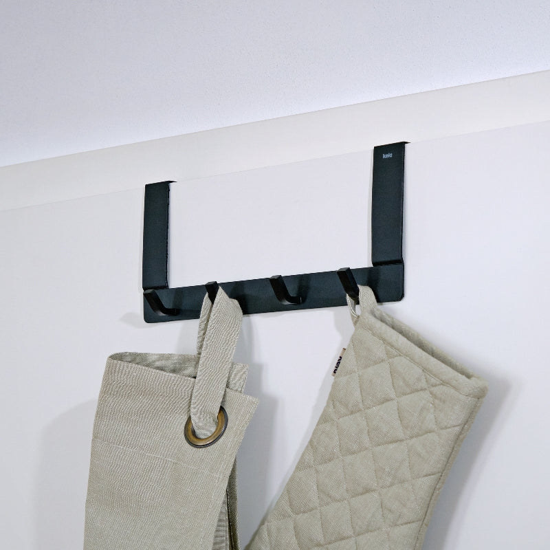 Kela Colgar Wandgarderobe 6 Haken – Edelstahl – Schwarz – 460 × 25 × 130 mm