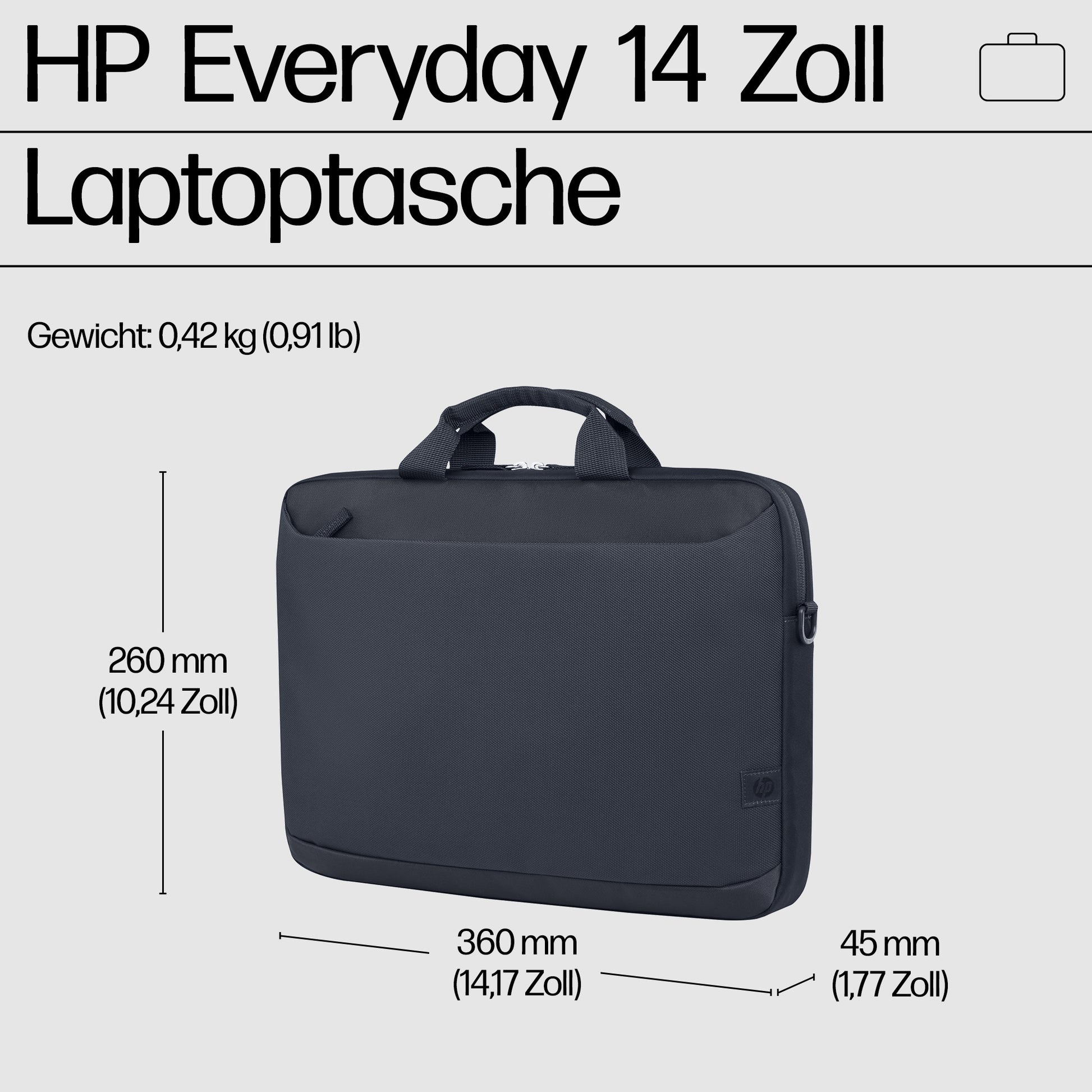 HP Notebook-Tasche bis 14,1" – wasserfest, Trolley-Haltegurt – Odyssey Grau