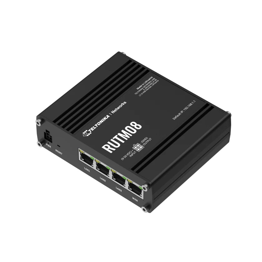 Teltonika RUTM08 VPN-Router – Ethernet-WAN, 4× 1G LAN, 1× USB 2.0, SIM-Slot