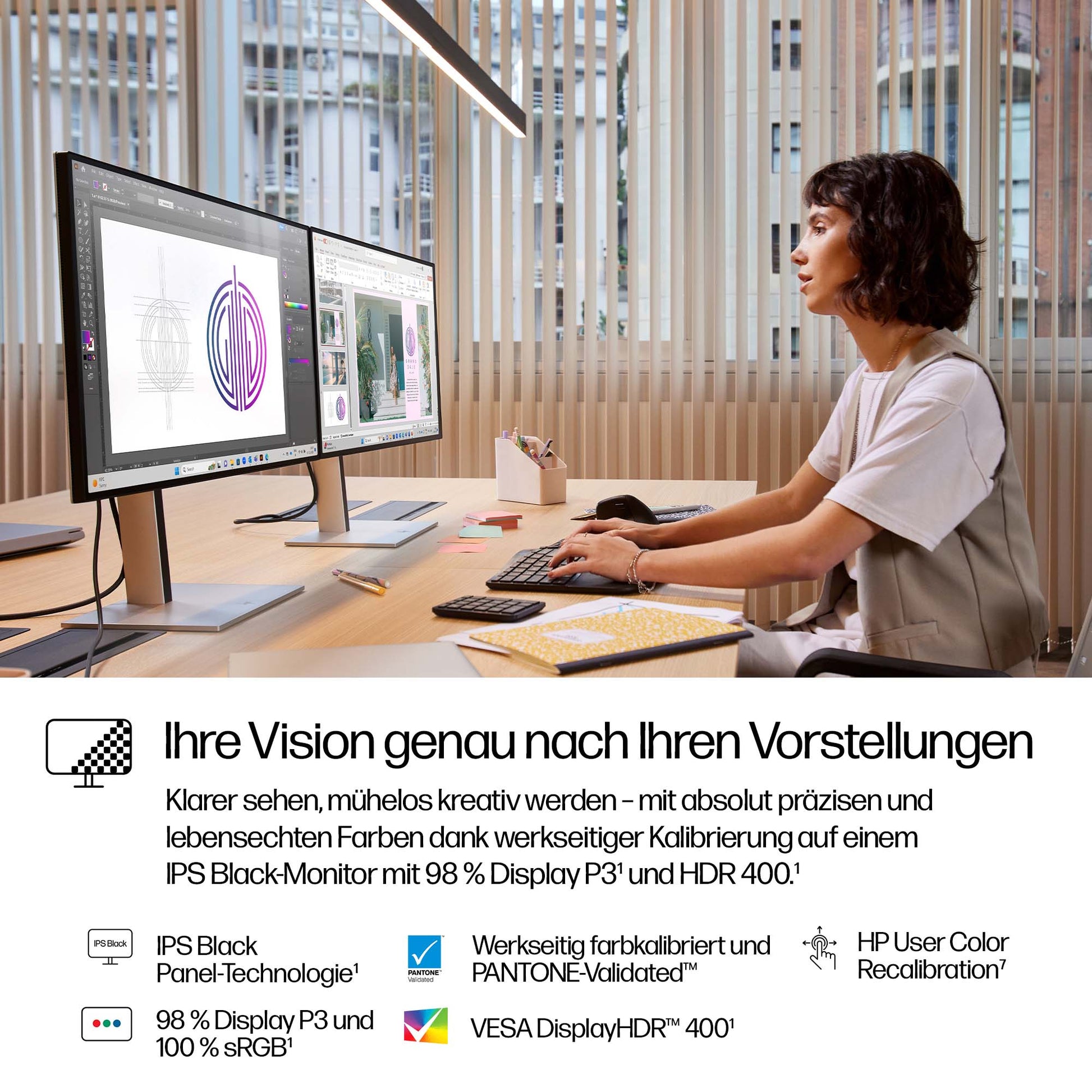 HP 727PU – Monitor, 27" WQHD (2560 × 1440), IPS, 400 cd/m², HDMI, DisplayPort, USB