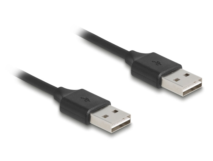 DeLOCK USB-Kabel – USB-A auf USB-A – USB 2.0 (480 Mbit/s) – 0,8 m – Spiralkabel – Schwarz