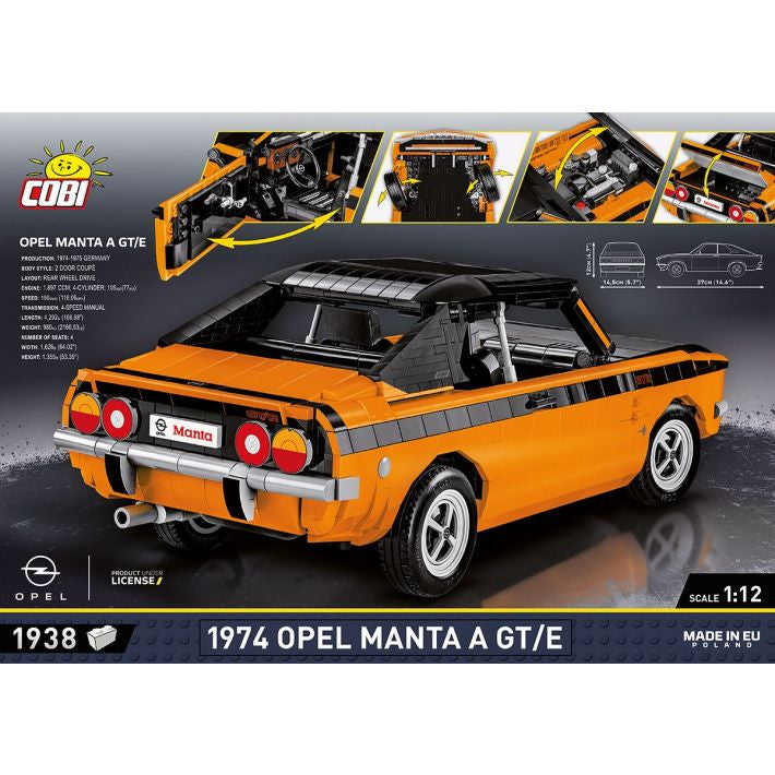 COBI Opel Manta A GT/E 1974 Bausteine – 1'938-teilig – 37 × 14,5 × 12 cm – ab 10 J. – Kunststoff – mehrfarbig