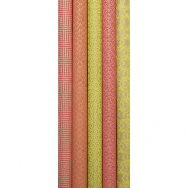 Clairefontaine Geschenkpapier Kraft Neon, Motive sortiert – 70 cm × 2 m – 70 g/m² – 1 Stk.