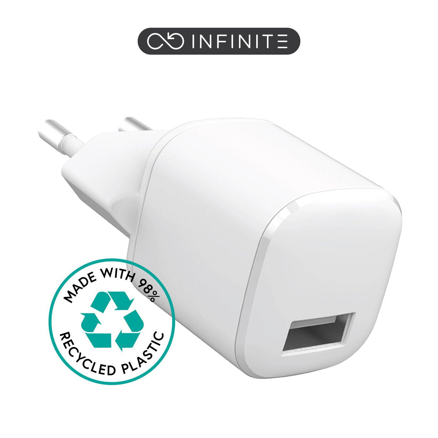 eSTUFF INFINITE (GRS) USB-Ladegerät 12 W – USB-C×1, USB-A×1 – EU-Stecker (Typ C) – Weiss