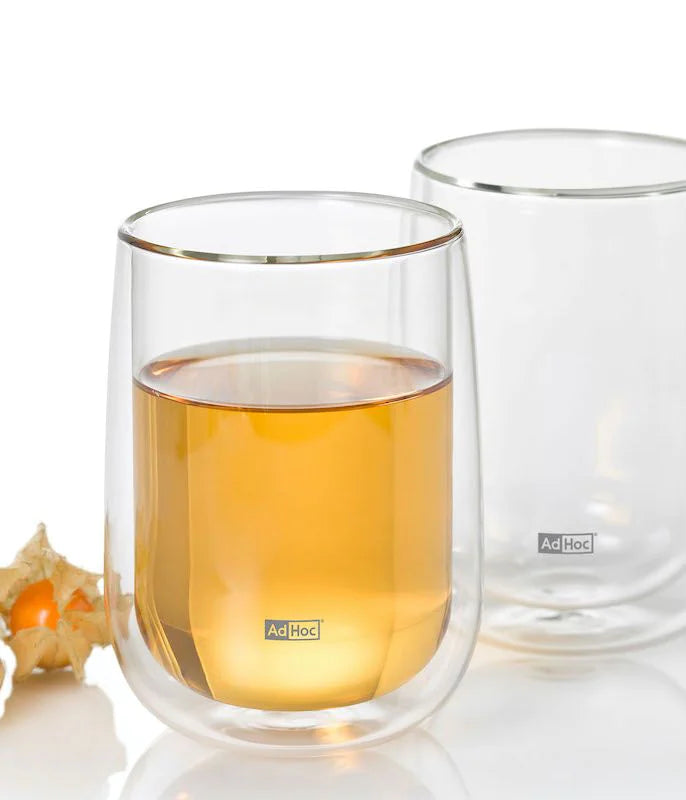 AdHoc Teeglas – 2er Set, 400 ml, Ø 9,0 cm, H 13,0 cm, Borosilikatglas, Transparent, doppelwandig