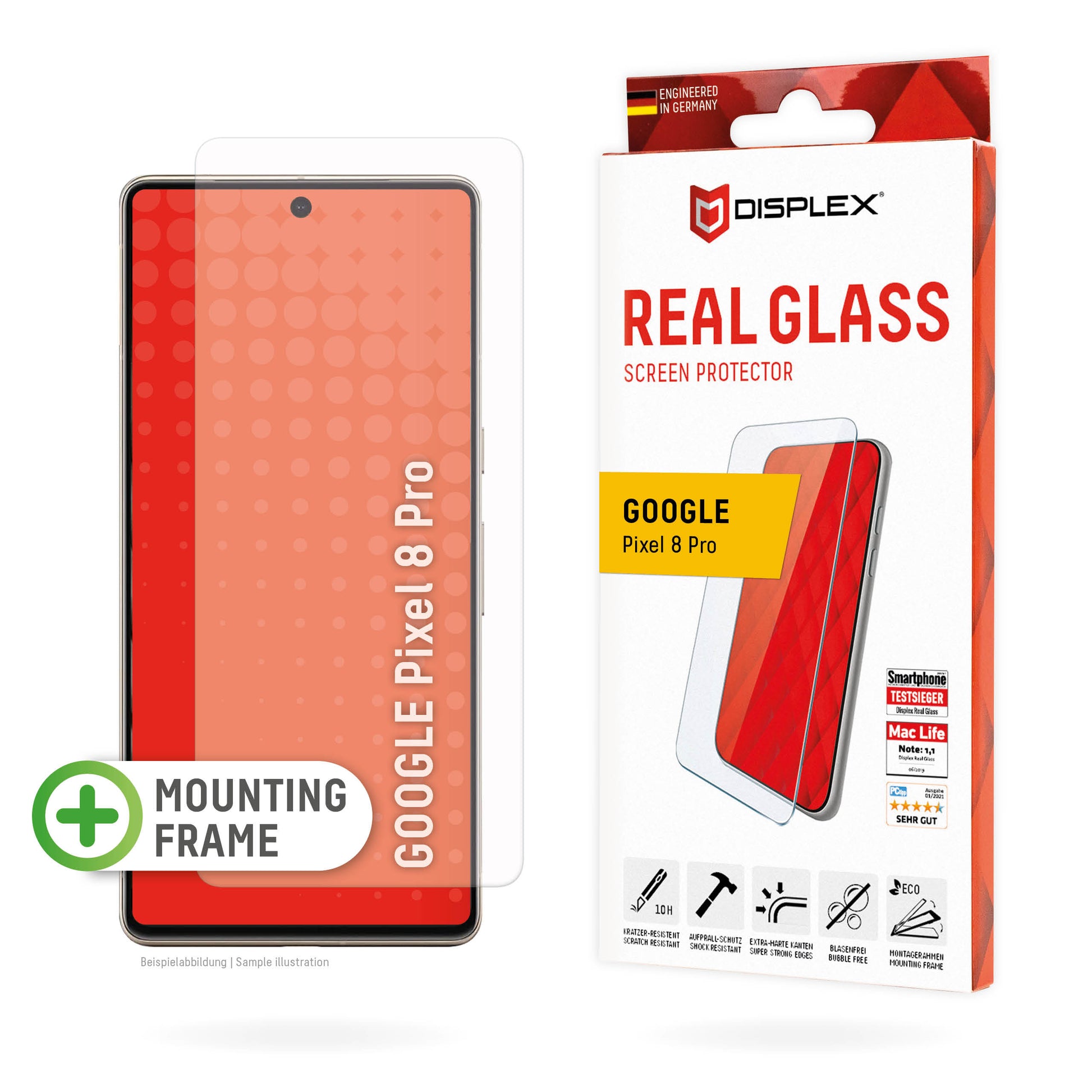 E.V.I. Displayschutz (Panzerglas), 10H – für Pixel 8 Pro – mit Applikator
