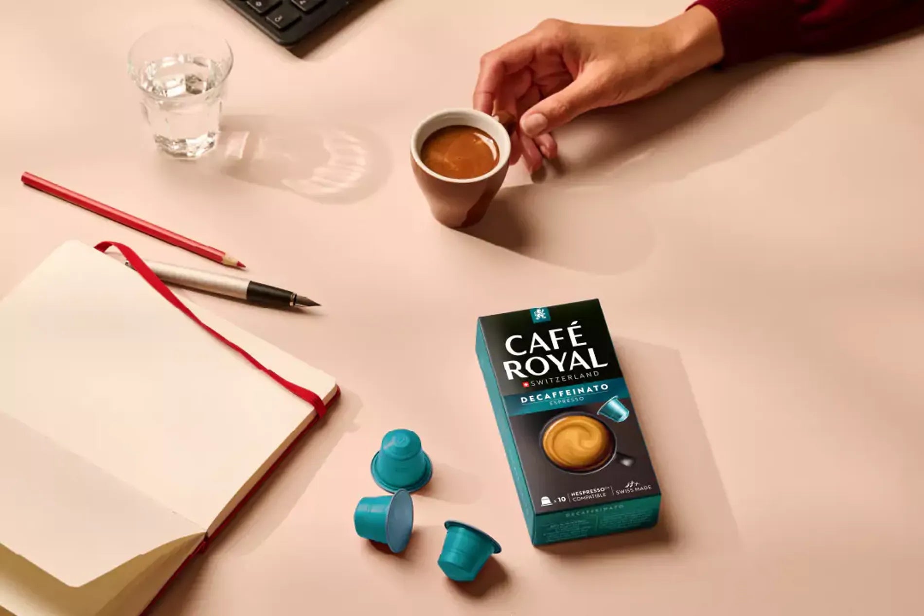 Café Royal Espresso Entkoffeiniert – Kapseln für Nespresso – entkoffeiniert, Intensität 6, 10 Kapseln