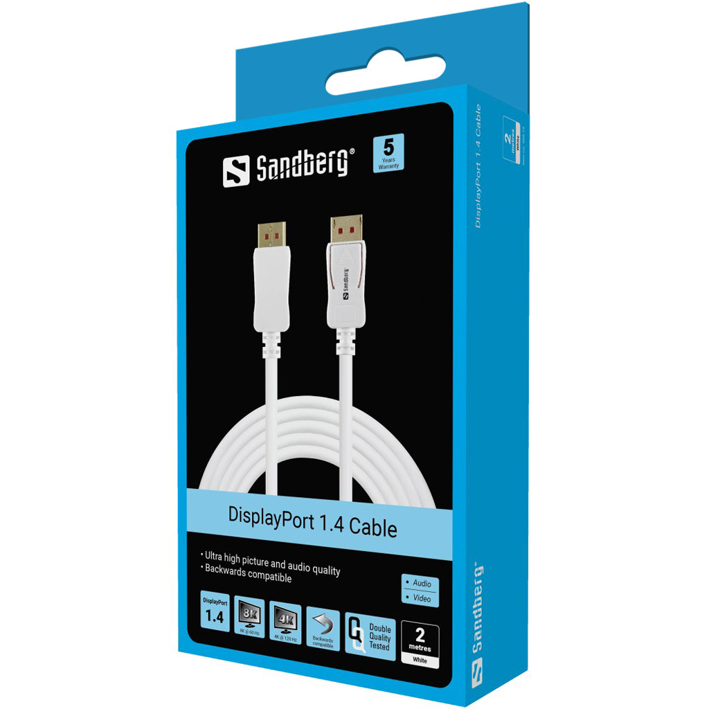 Sandberg DisplayPort-zu-DisplayPort-Kabel – DisplayPort 1.4, 8K60Hz, 2 m