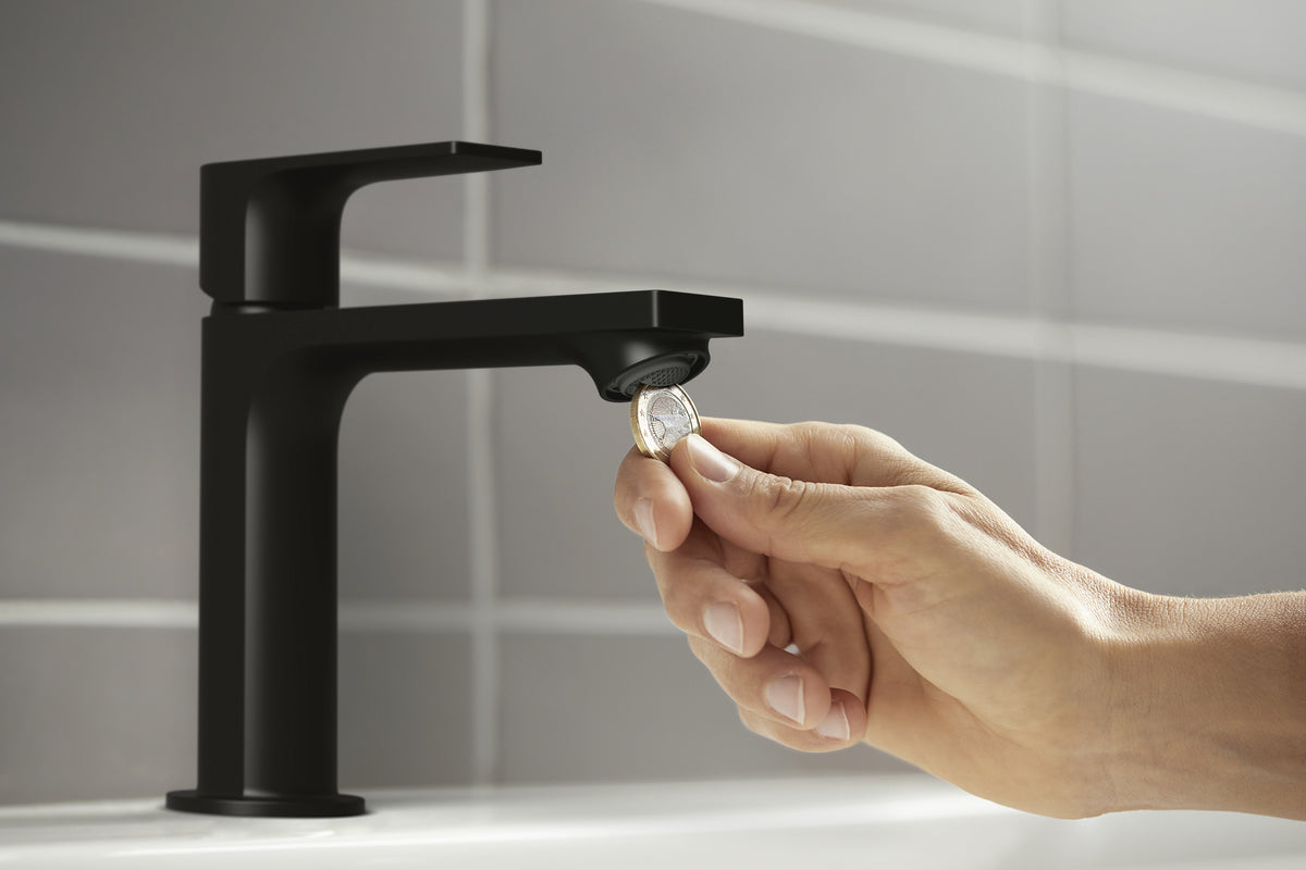 Hansgrohe Badebatterie Rebris E 110 – Einhebelmischer, Kunststoff/Messing/Metall, Schwarz matt