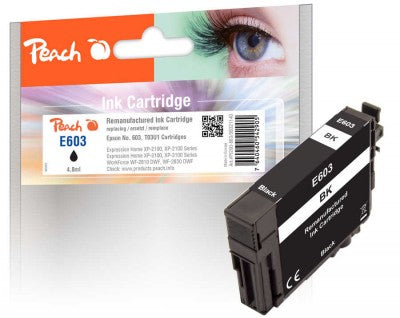 Peach 603 Schwarz Tintenpatrone (Kompatibel) – 160 Seiten – für Epson XP-2100/3100/4100, WF-2810/2830 …