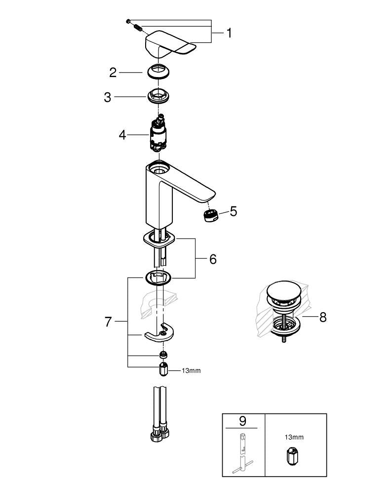 GROHE Einhebelmischer – Metall, Schwarz matt