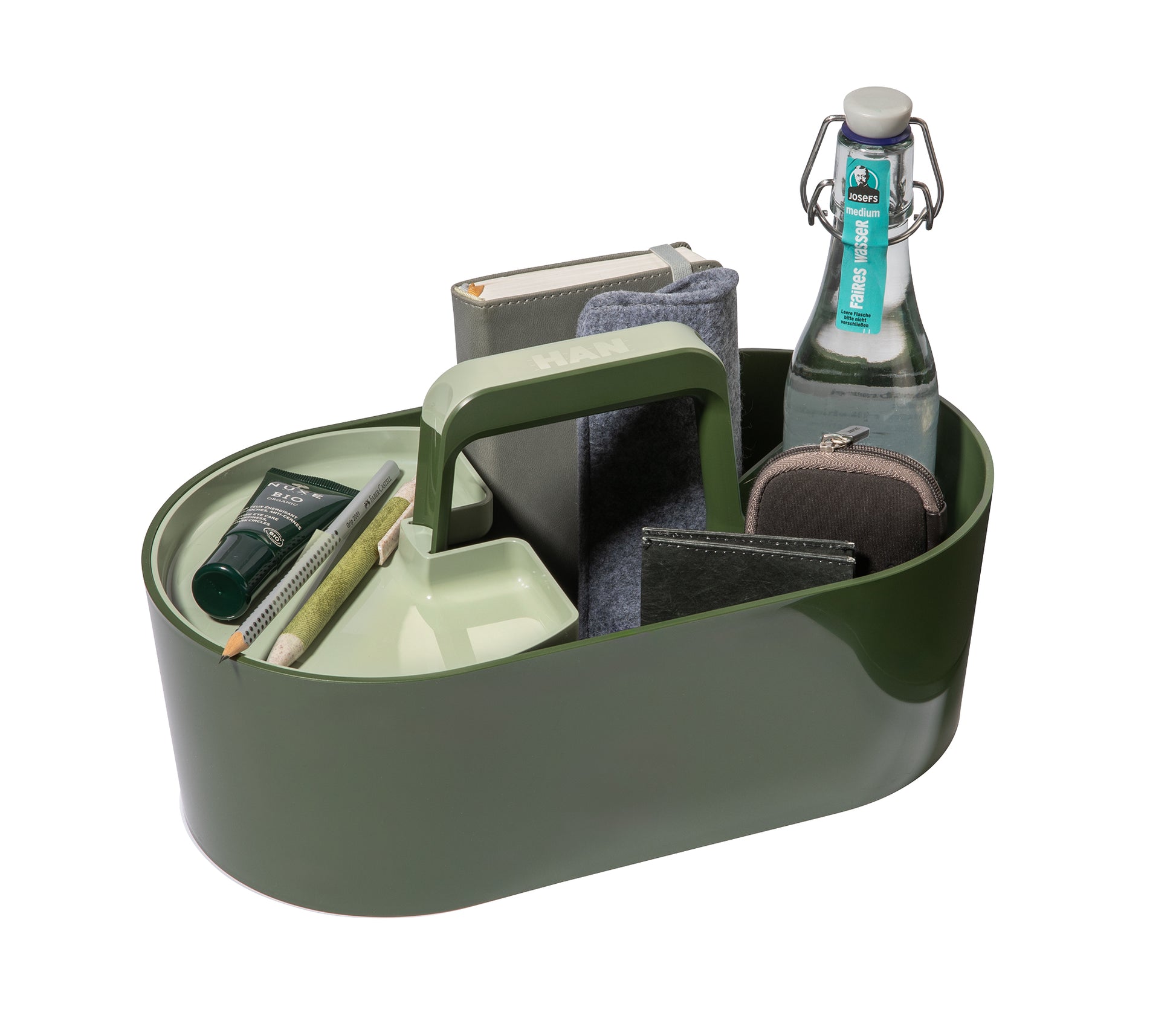 HAN Werkzeugkasten LOFT 1200-12 Aufbewahrungsbox – 10,5 l, mit Trennelement, grün, ABS, B 330 × H 175 × T 180 mm