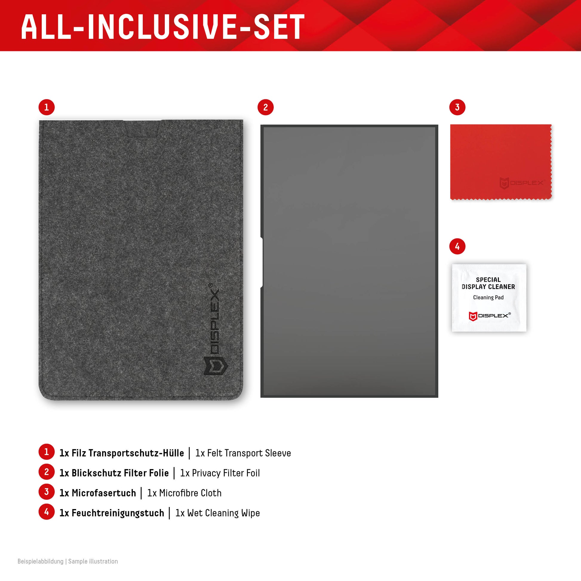 Displex Blickschutzfilter für Laptop 14,0", 16:9 – 316 × 184 mm, 2-Wege