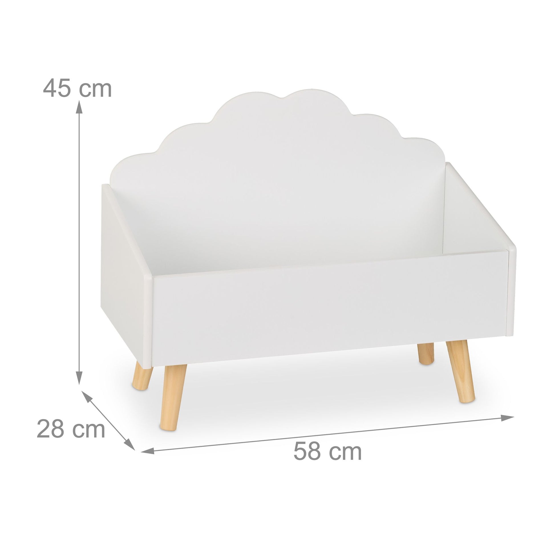 Relaxdays Spielzeugtruhe – MDF/Kiefer – Weiss/Hellbraun – 580 × 450 × 280 mm