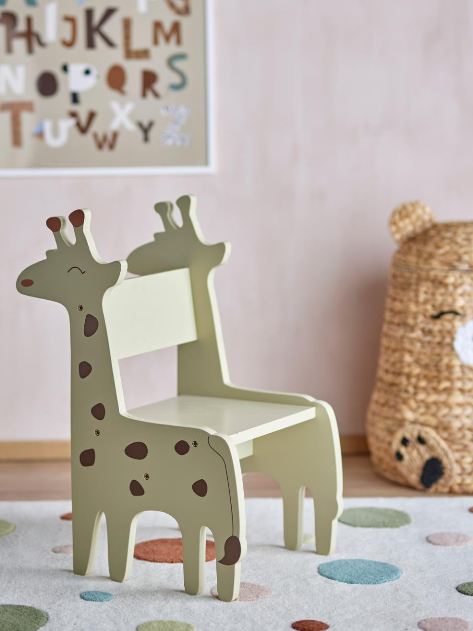 Bloomingville Kinderstuhl Ibber Giraffe 82062599 – 34 × 45 × 62 cm – MDF & Eisen – Grau