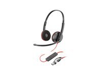 Poly Blackwire 3220 Office-Headset – On-Ear, Stereo, Kabelgebunden, USB-C (mit USB-A Adapter), UC-optimiert, Schwarz