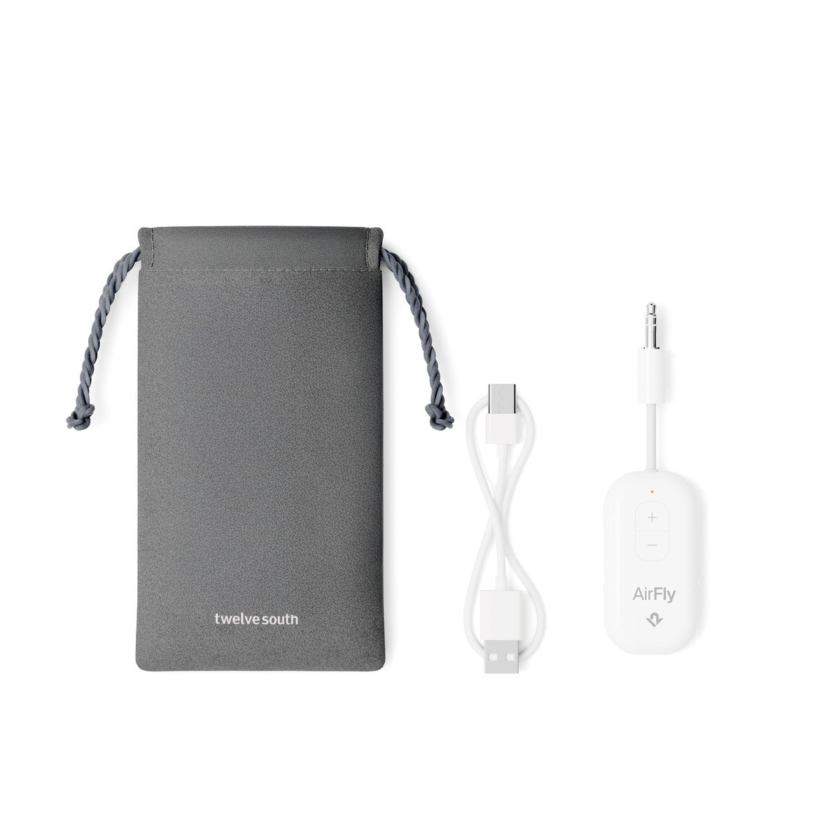 Twelve South AirFly Pro 2 – Bluetooth Audio-Adapter (Tx/Rx) – 3,5 mm/USB-C/USB-A – 25 h Akkulaufzeit – Weiss