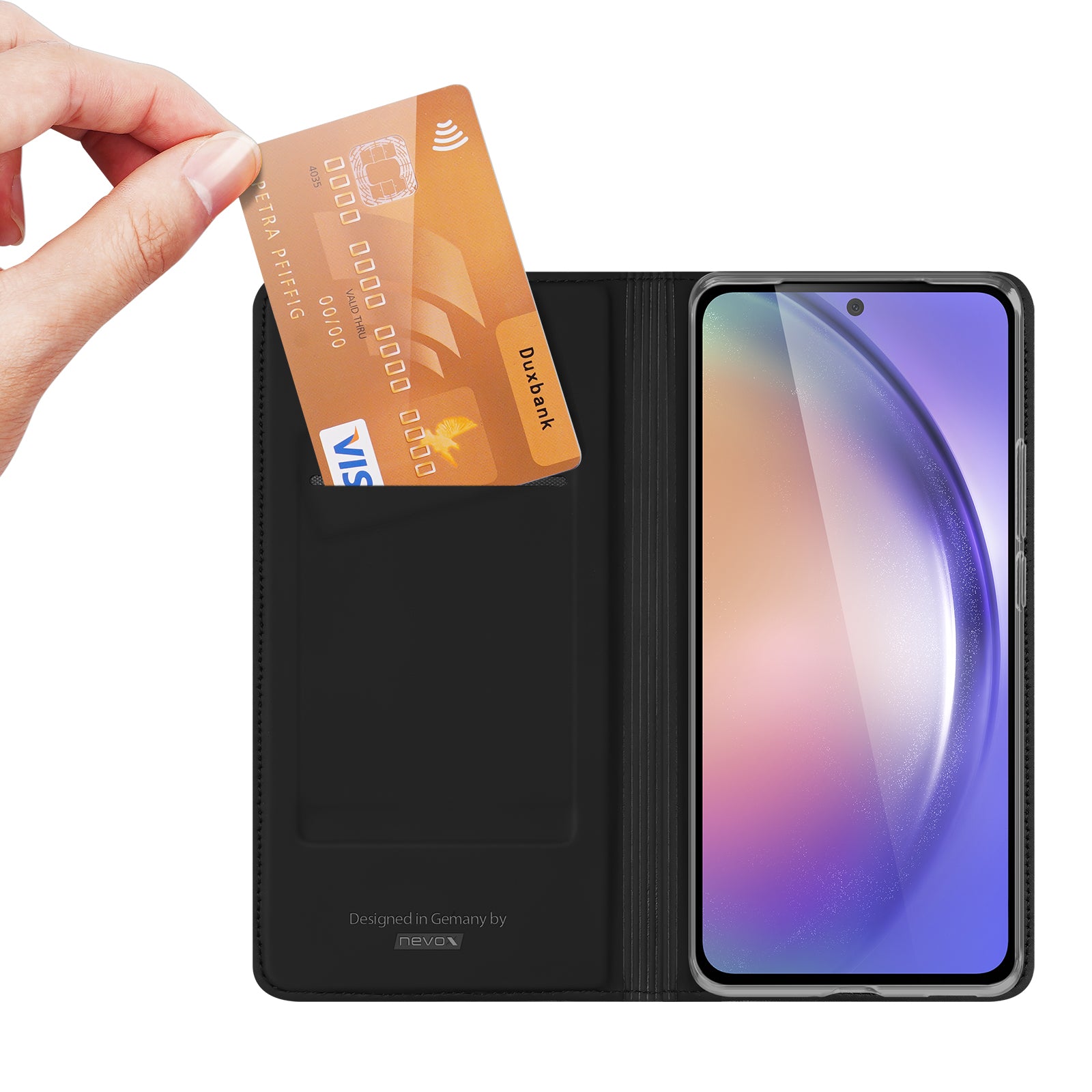 Nevox – Booklet-Hülle Vario Serie – für Samsung Galaxy A56/A36 – schwarz – mit Kartenfach, Magnetverschluss