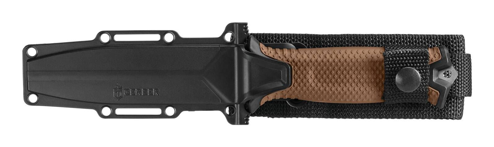 Gerber Strongarm Magnacut – Outdoormesser 122 mm, glasfaserverstärkter Nylongriff, mit Scheide, braun