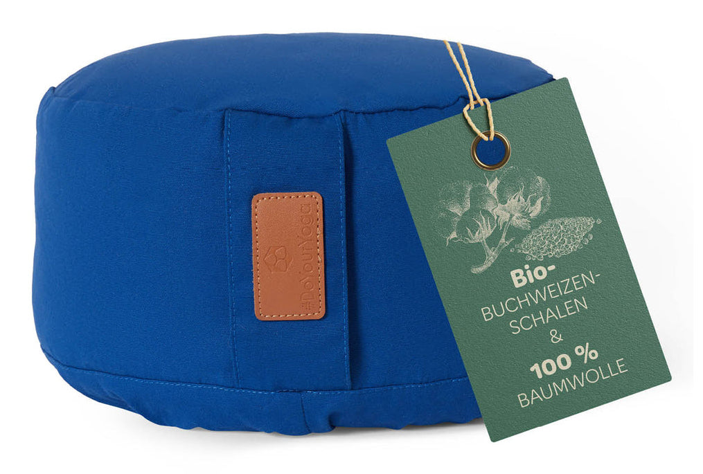 DoYourYoga Yogabolster Vishnu Zylinder Kissen – 30 × 30 × 15 cm, Baumwolle, Dunkelblau
