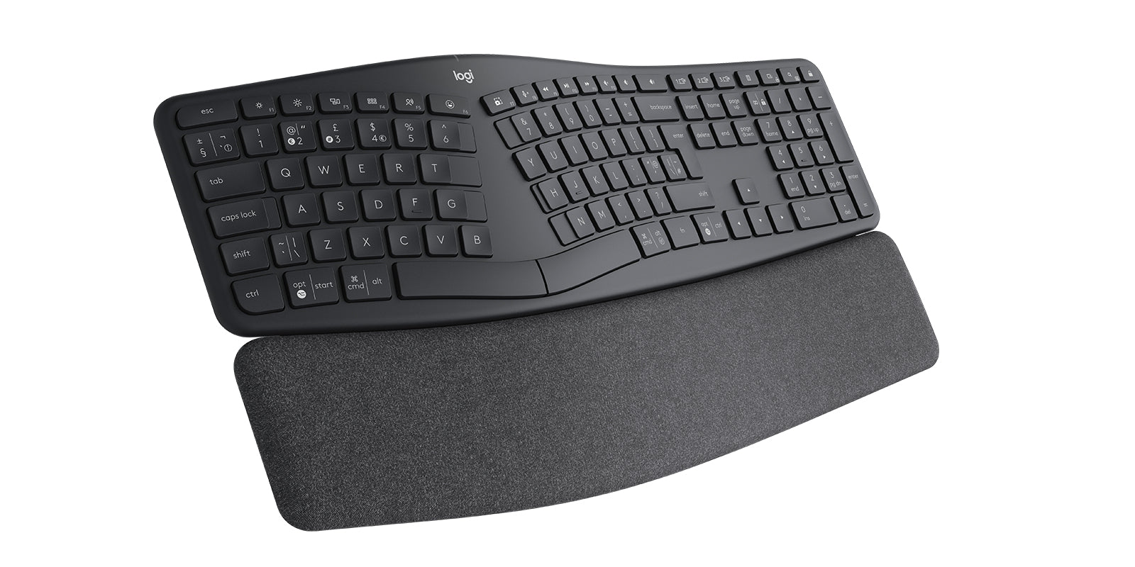 Logitech Ergo K860 – Tastatur, kabellos (Bluetooth), UK-Layout (EN), ergonomisch, Grau