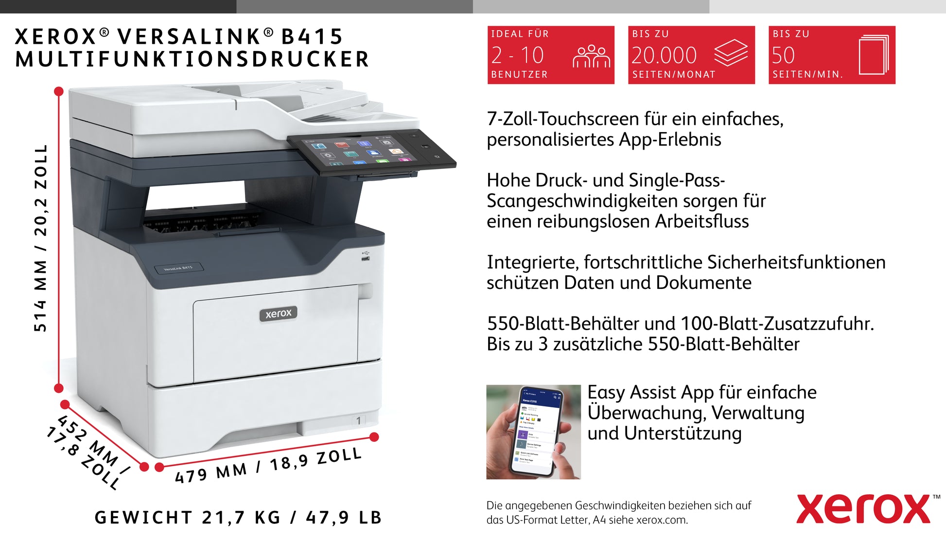 Xerox Versalink B415 – S/W Laser-MFP A4