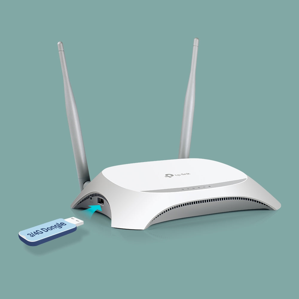 TP-Link TL-MR3420 WLAN-Router – Wi-Fi 4 (802.11n), 300 Mbit/s, 4× 10/100 Mbit/s LAN, 1× USB 2.0
