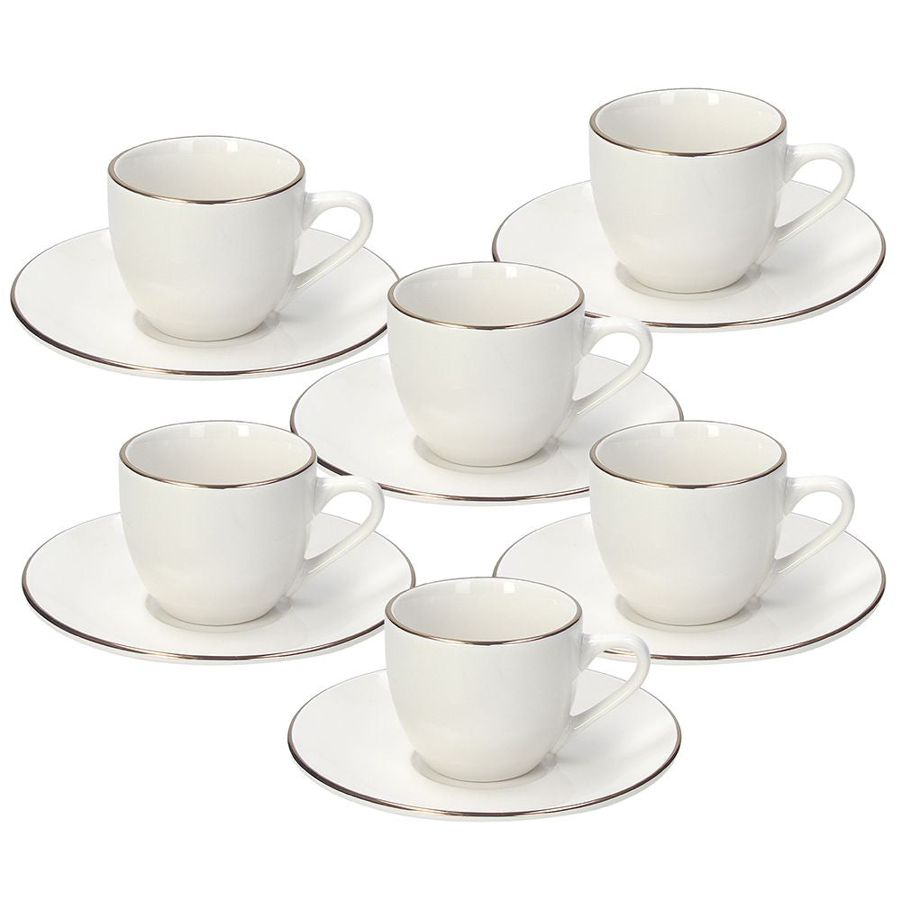 Tognana Porcellane Tognana Espressotassen-Set Fascetta Oro – 6-teiliges Set, 90 ml, Porzellan, Weiss/Gold