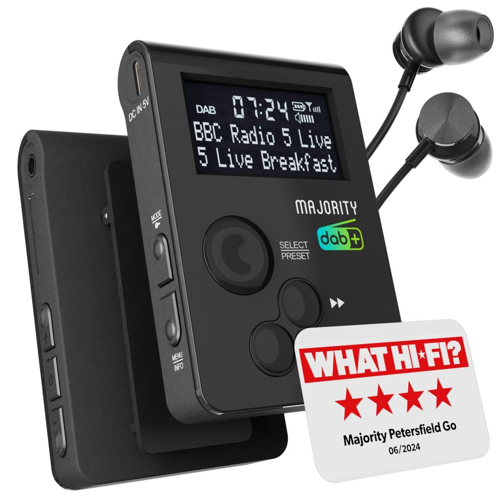 Majority Petersfield Go – Tragbares DAB+ Radio, UKW, 12 h Akku – Schwarz