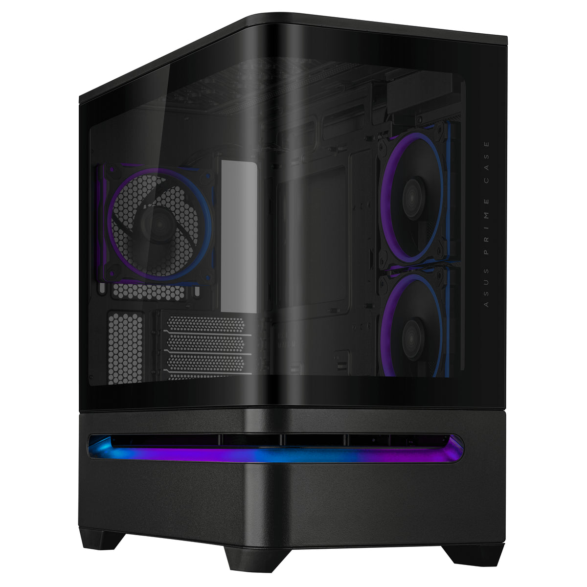 ASUS AP202 PRIME TG – PC-Gehäuse – Mid-Tower – mATX/Mini-ITX, 6× Lüfterplätze, Weiss, Sichtfenster