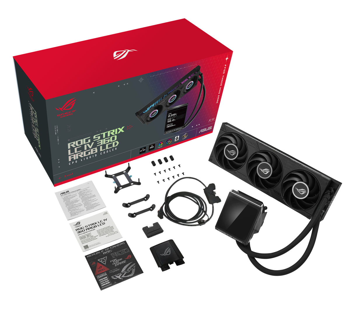 ASUS ROG STRIX LC IV 360 – Flüssigkeitskühler – 360 mm, 3×120 mm, IPS LCD, ARGB, für LGA 1700, AM4, AM5 und andere