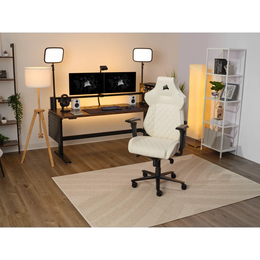 Corsair Bürostuhl T500 Luxe Frost – Sitzhöhe 42–52 cm, 120 kg, Weiss