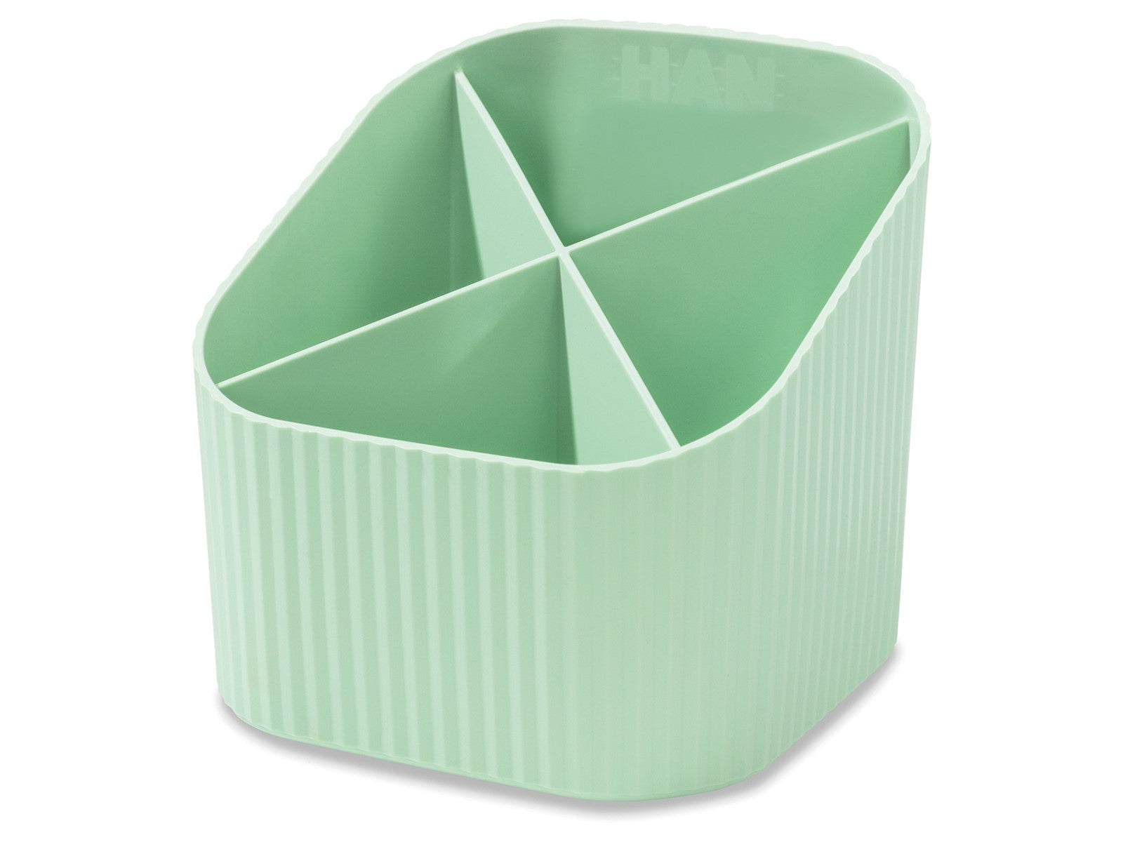 HAN Stiftehalter – 4 Fächer, Kunststoff (recycelt), Blauer Engel, grün, 111 × 105 × 111 mm