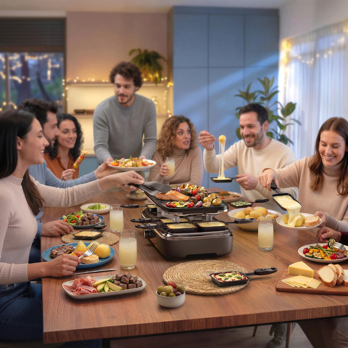 Philips Raclette HD6421/81 – 10 Personen, 1500 W, Aluminium-Grillplatte, 10 Pfännchen – schwarz