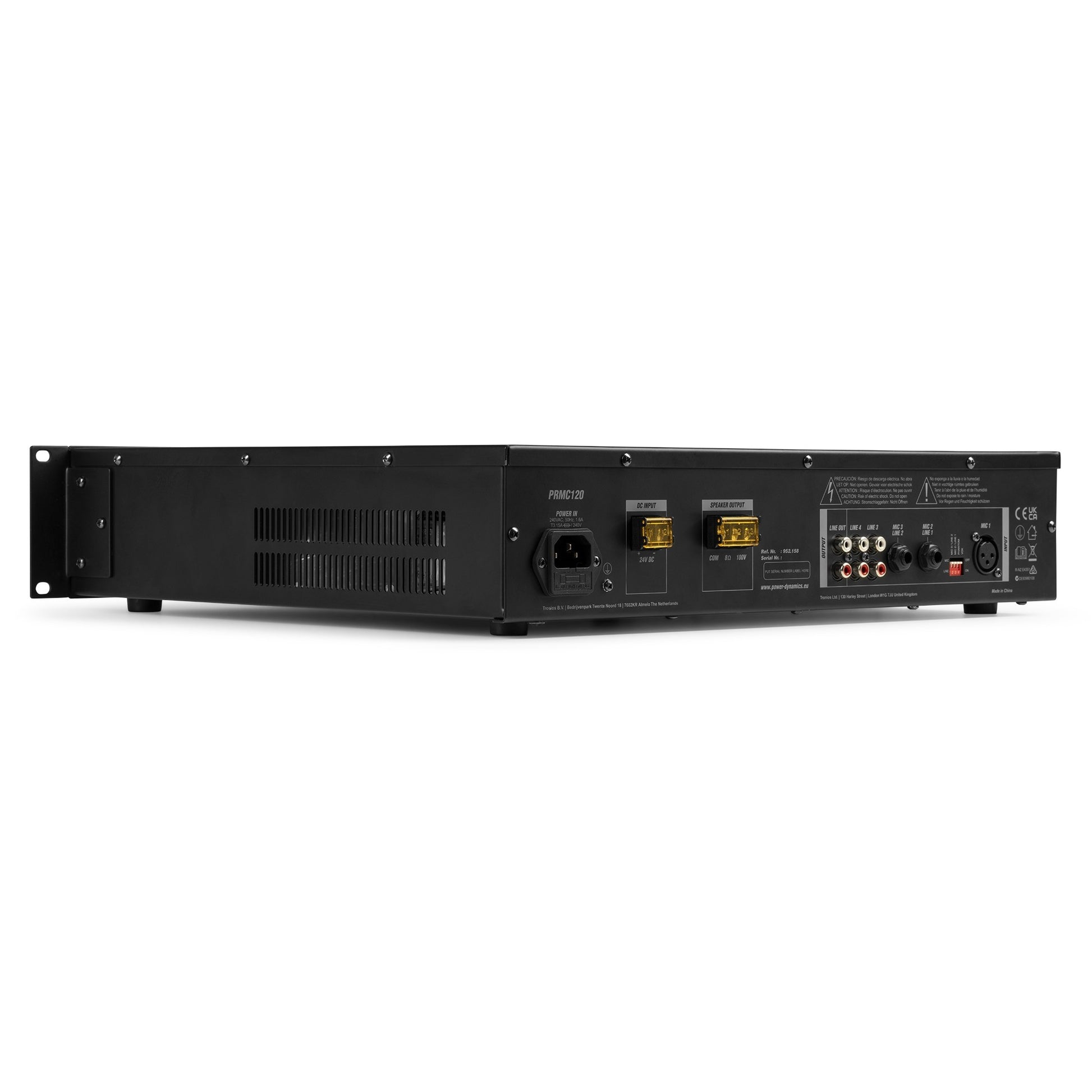 Power Dynamics PRC120 – Stereo-Vollverstärker, 120 W (8 Ω), RCA- & Mikrofoneingang, Schwarz