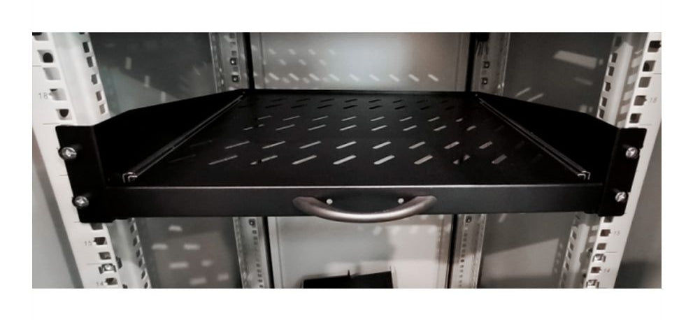 VALUE Rack-Regalboden 19" – 2U – 483 × 350 × 88 mm – 30 kg – Schwarz – Stahl – 1 Stk.